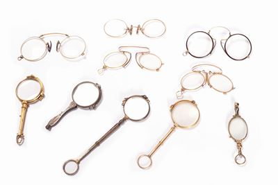 Lotto Composto da Cinque Lorgnette e Cinque Occhiali in Metalli Diversi, di Cui uno in Oro, Secol...