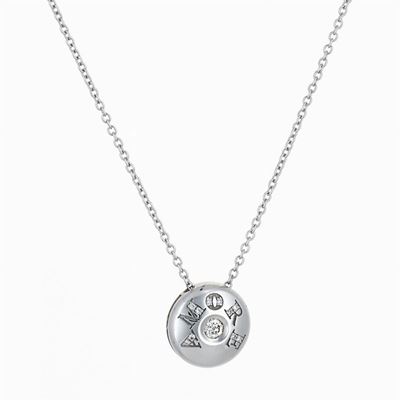 Collana girocollo 'Amore' in oro bianco 18K con pendente di diamanti