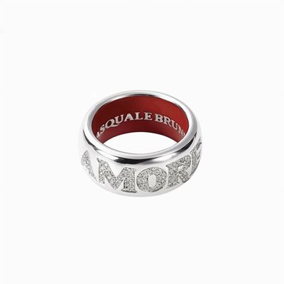 Anello "Amore" in oro bianco 18K e pavé di diamanti