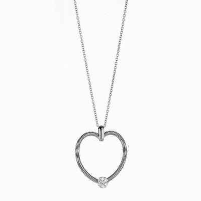 Collana girocollo in oro bianco 18K con pendente a cuore in diamanti