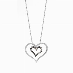  - Collana in oro e diamanti con pendente 
a doppio cuore