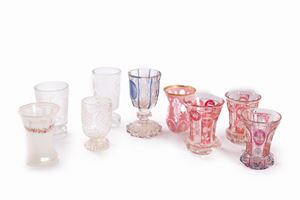  - Lot consisting of nine Bohemian crystal glasses, 20th century