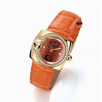 Orologio con cassa in oro giallo 18K e diamanti