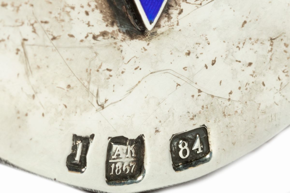 Importante Calamaio in Argento e Smalti, Russia 1867