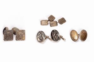 Tre coppie di gemelli e un gemello singolo in argento