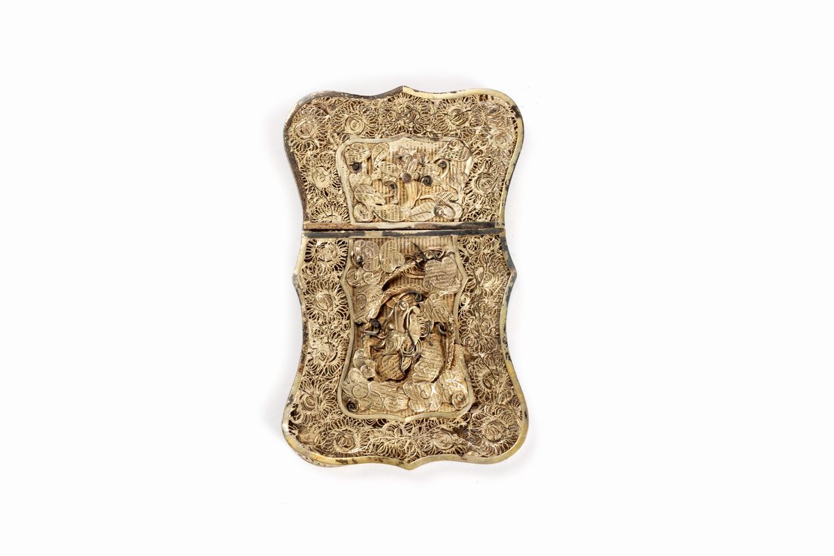 Cina, Porta biglietti da visita in filigrana d'argento, fine secolo XIX