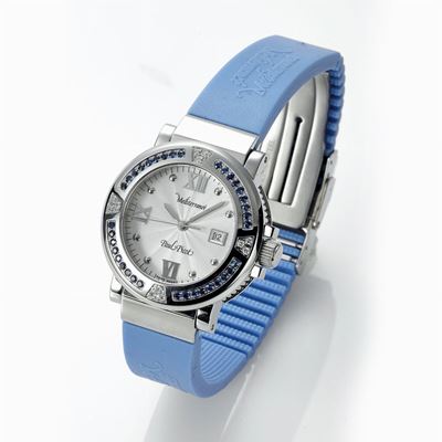 PAUL PICOT, Orologio Collection Méditerranée in acciaio con diamanti e zaffiri