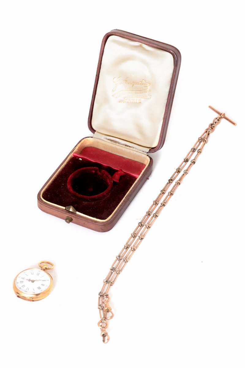Orologio da Tasca in Oro, con Catena, Fine Secolo XIX
