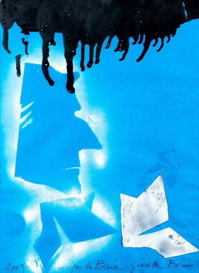 Per la poesia - tecnica mista e collage su carta