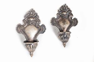 Coppia di acquasantiere in argento, Venezia secolo XVIII