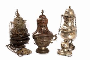 Lotto composto da tre turiboli, secolo XVIII