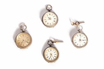 Lotto Composto da Quattro Orologi da Tasca in Argento, Secolo XIX