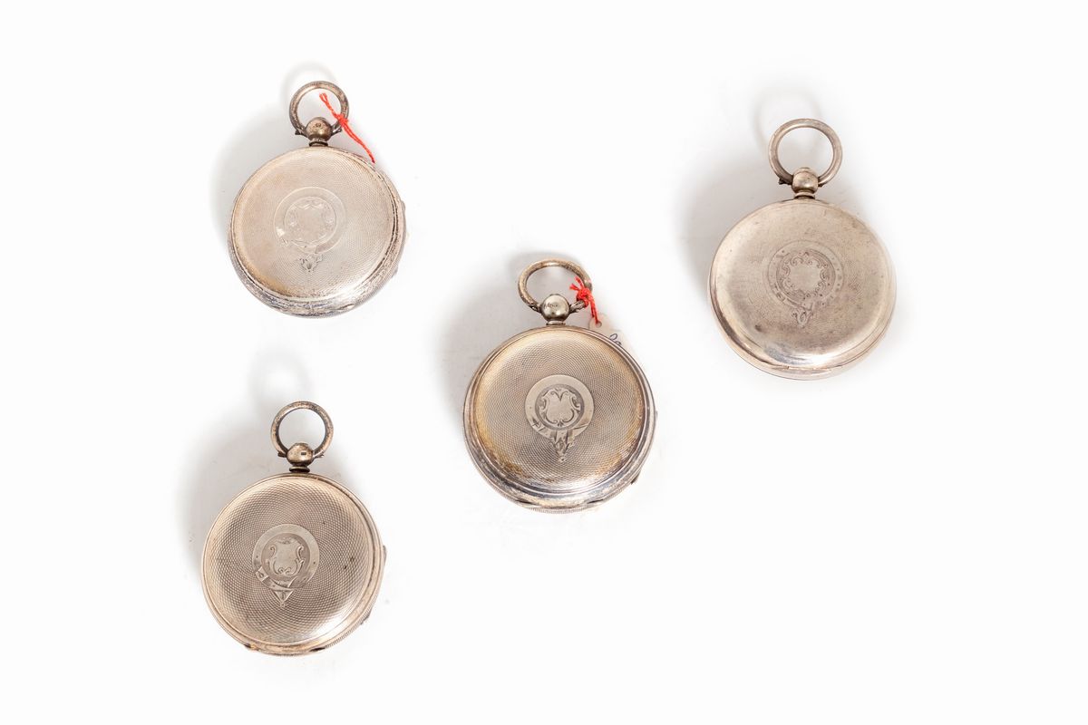 Lotto Composto da Quattro Orologi da Tasca in Argento, Inghilterra Secolo XIX