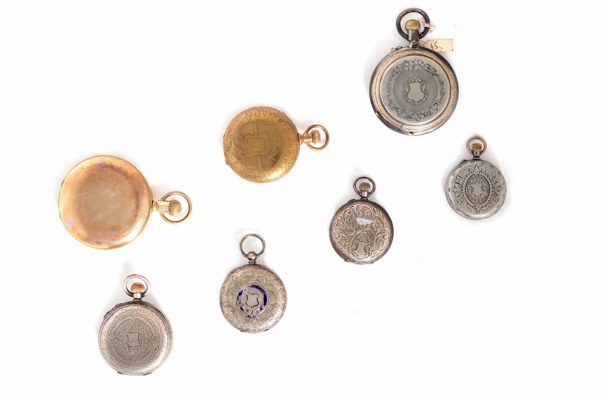 Lotto Composto da Sette Orologi da Tasca, Fine Secolo XIX - Inizi Secolo XX
