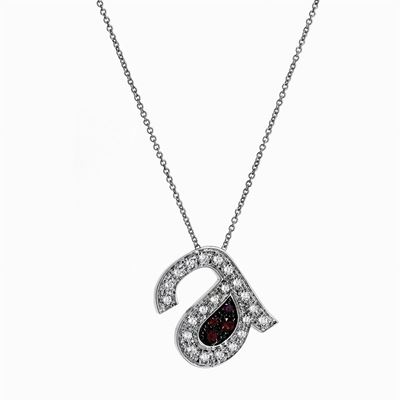 Collana in oro bianco 18K con diamanti e rubini