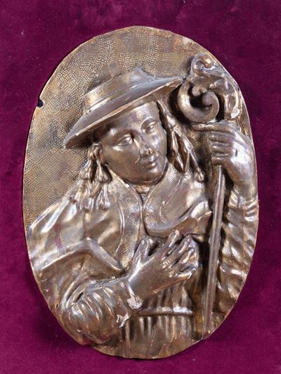 Due Altorilievi in Legno Dorato Raffiguranti un Papa e un Cardinale, Secoli XVIII - XIX