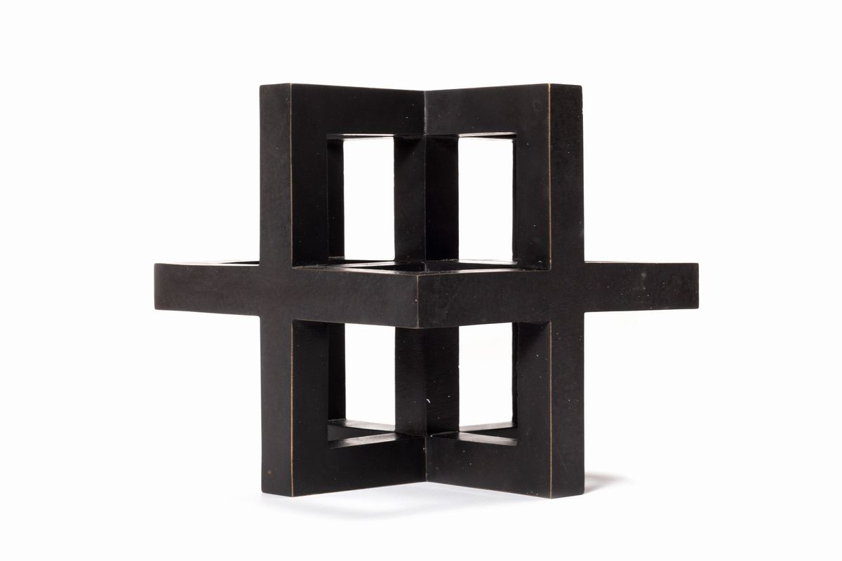 Mario Ceroli - Mappacubo, bronzo patina nera, es. 169/300