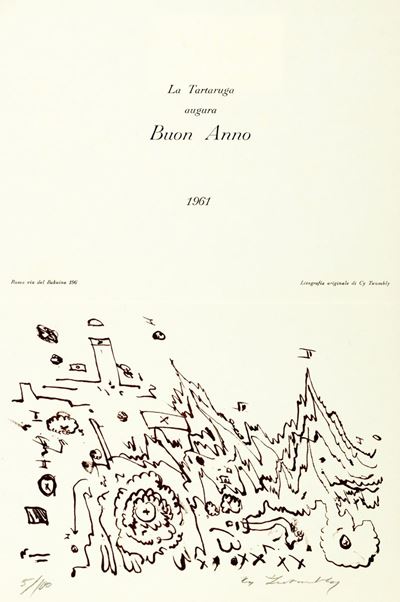 Biglietto di auguri - Galleria La Tartaruga, Roma, litografia, es. 5/100