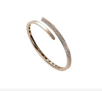 Bracciale in oro rosa 18K con pavé di diamanti naturali, circa 1,16 ct