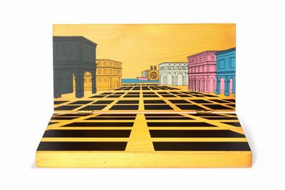 La città ideale, serigrafia su legno, 1985