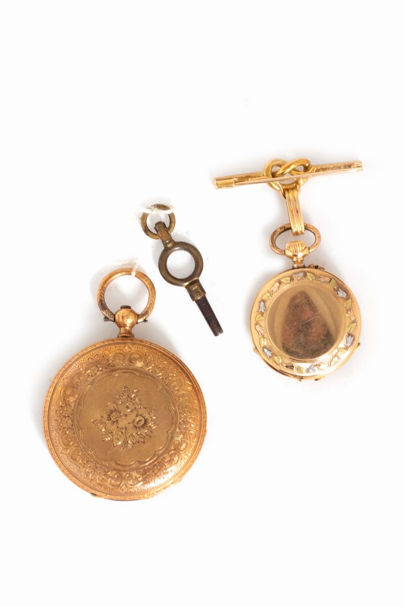 Due Orologi da Tasca in Oro 18 K, Fine Secolo XIX