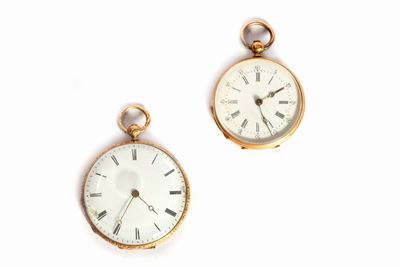 Due Orologi da Tasca in Oro 18 K, Francia Fine Secolo XIX