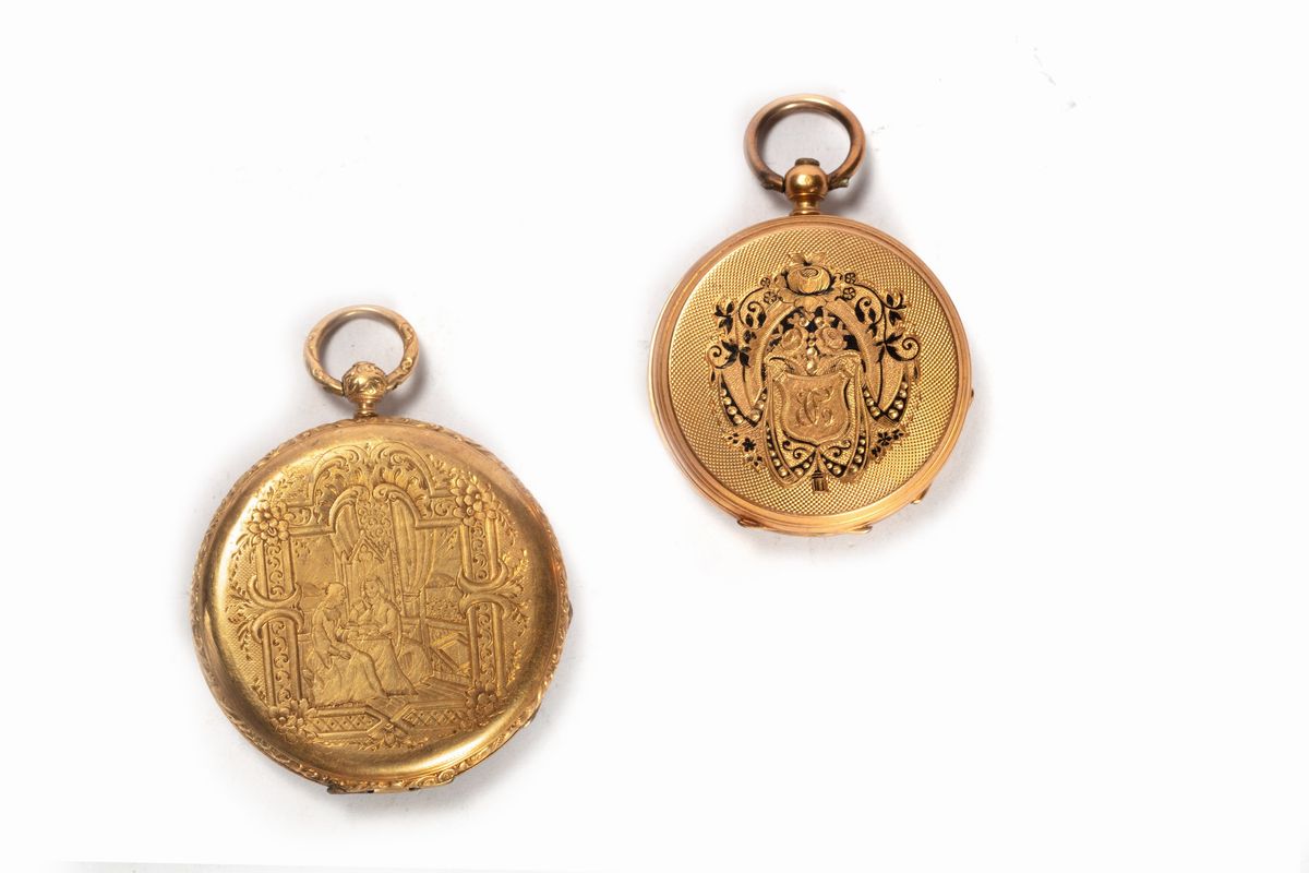 Due Orologi da Tasca in Oro 18 K, Francia Fine Secolo XIX