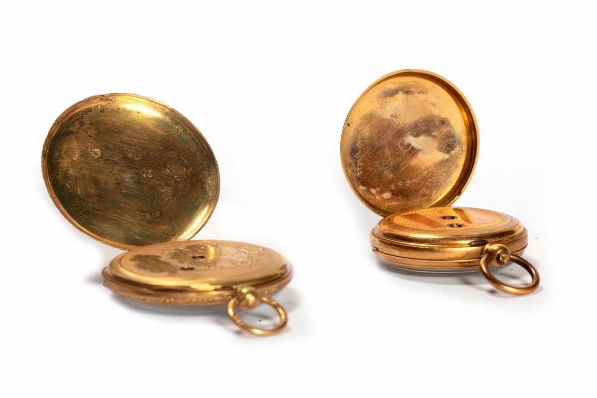 Due Orologi da Tasca in Oro 18 K, Francia Fine Secolo XIX