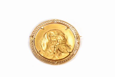 Spilla Circolare in Oro 18 K, 1960-70 Circa