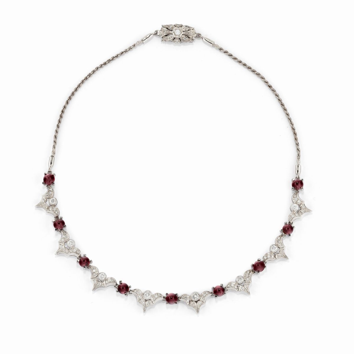Demi-parure in oro bianco 18k con diamanti e tormaline