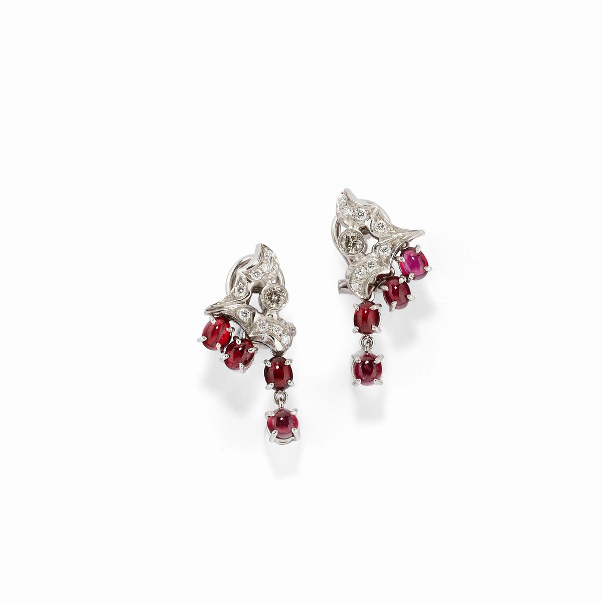 Demi-parure in oro bianco 18k con diamanti e tormaline