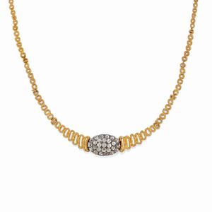 - A silver, 18K yellow gold and diamond necklace