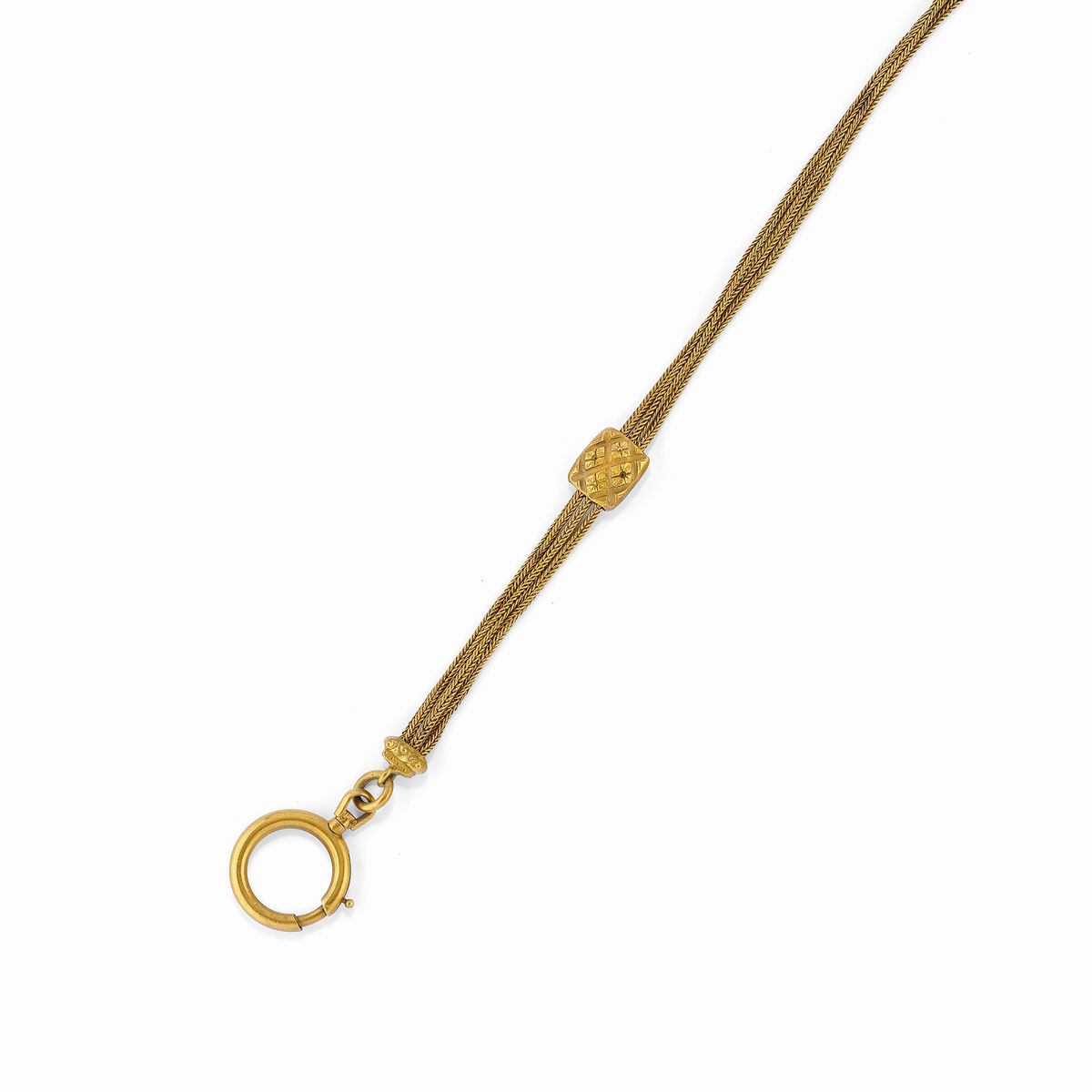 Cinque catene da orologio in oro giallo e rosso 18K, varie forme e lunghezze