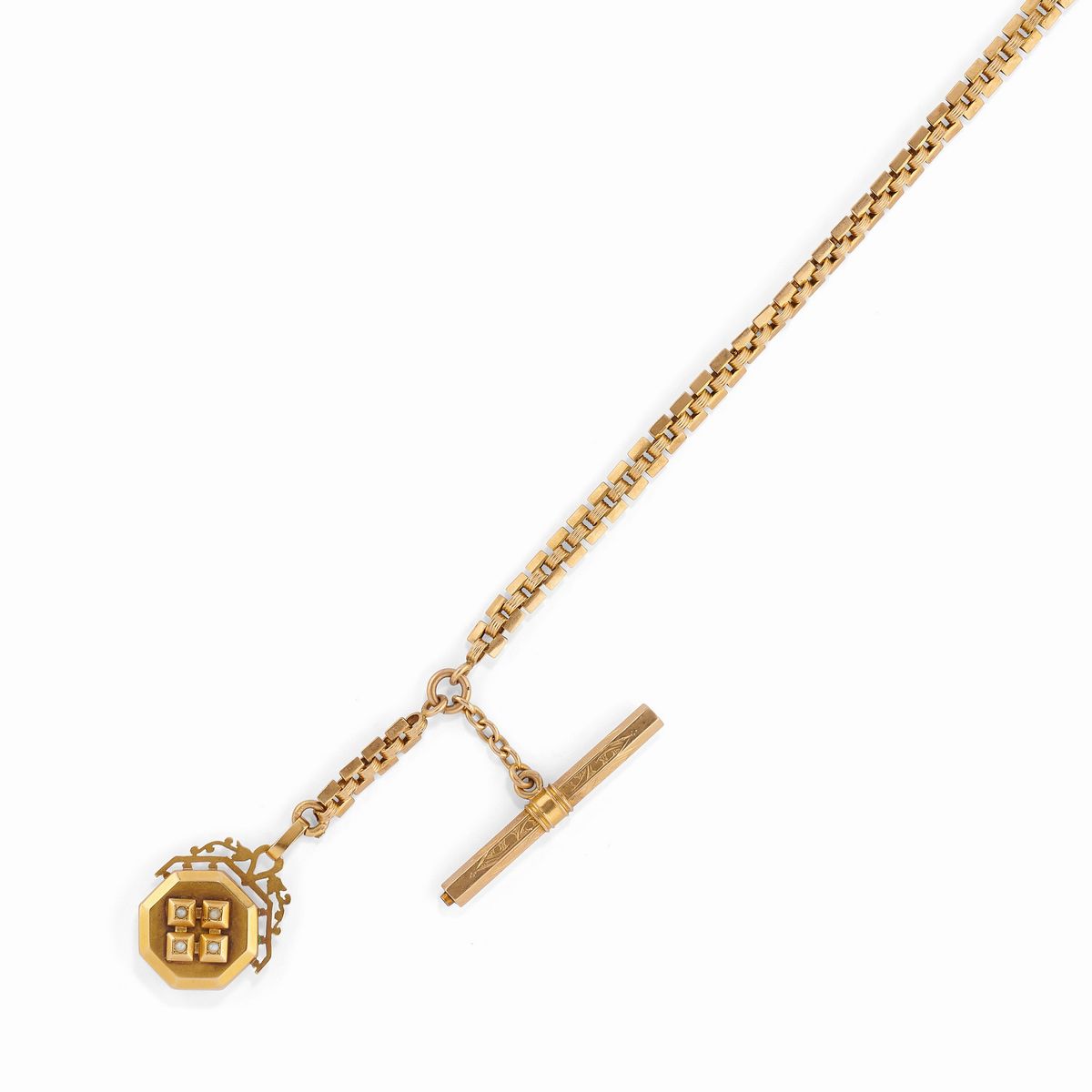 Cinque catene da orologio in oro giallo e rosso 18K, varie forme e lunghezze