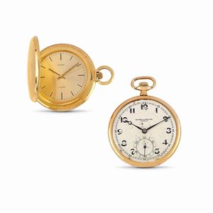 Two pocket watches, Terry (metal gilded) and Baume & Mercier (18K yellow gold)