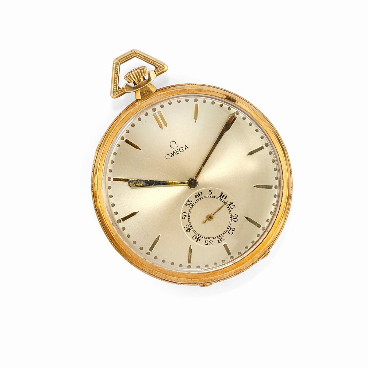 Omega - Due orologi da tasca in oro giallo 18K con quadrante silver e bianco