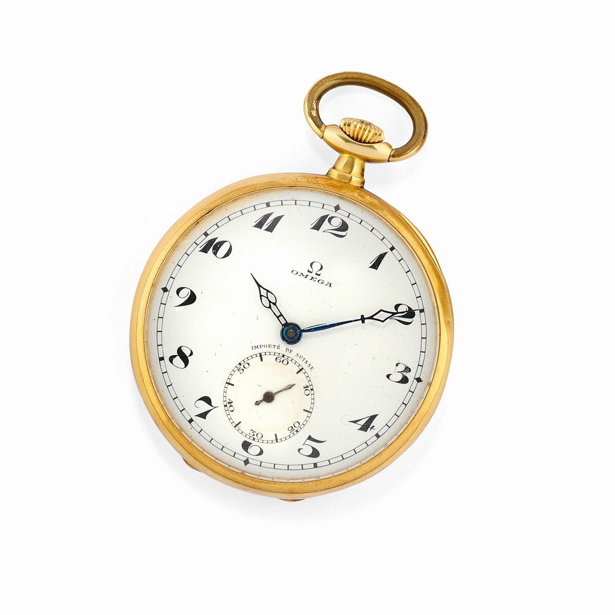 Omega - Due orologi da tasca in oro giallo 18K con quadrante silver e bianco