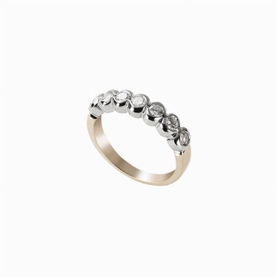 Anello a rivièere in oro bianco e giallo 18K con diamanti