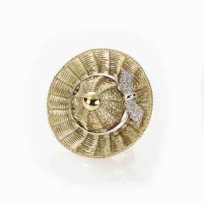 Spilla in oro giallo 18K con diamanti naturali