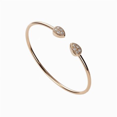 Bracciale rigido in oro rosa 18K con pavé di diamanti