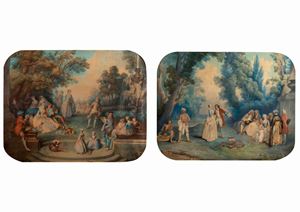 Concert en plein air; and Galant scene en plein air (en pendant)