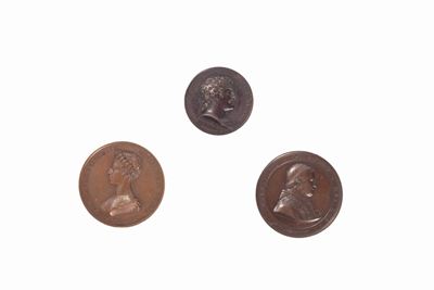 Lotto Composto da Tre Medaglie in Bronzo, Raffiguranti Ritratti sul Recto, Secolo XIX