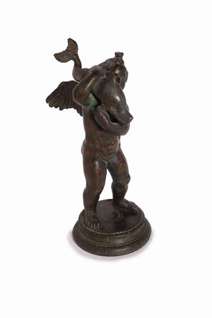  - Bronze sculpture depicting Putto with dolphin, Naples 19th century
