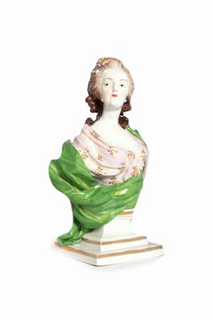  - Bust of Maria Carolina of Habsburg in polychrome porcelain, 19th century
