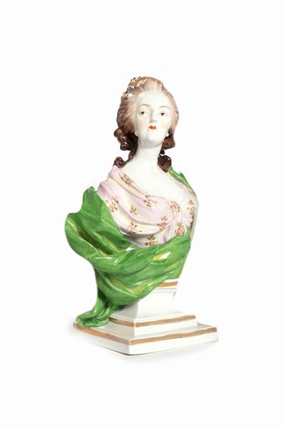 Busto di Maria Carolina D'asburgo in Porcellana Policroma, Secolo XIX