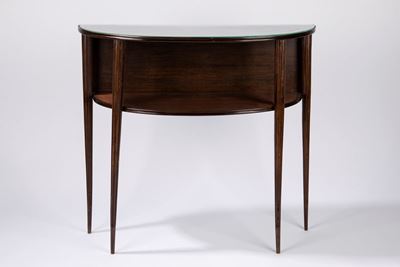 Console in legno con piano in vetro