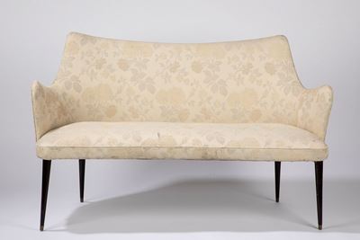 Divano modello P35, 1953, ferro, legno, tessuto e bachelite