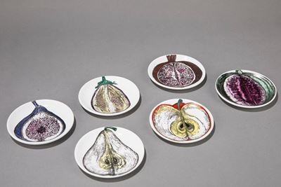 Set di 6 piattini portafrutta in ceramica serigrafata