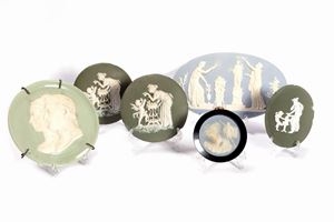  - Lot consisting of six biscuit plaques, early 20th century