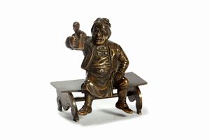  - Bronze sculpture depicting a drinker in a tavern in Flemish style, 19th century